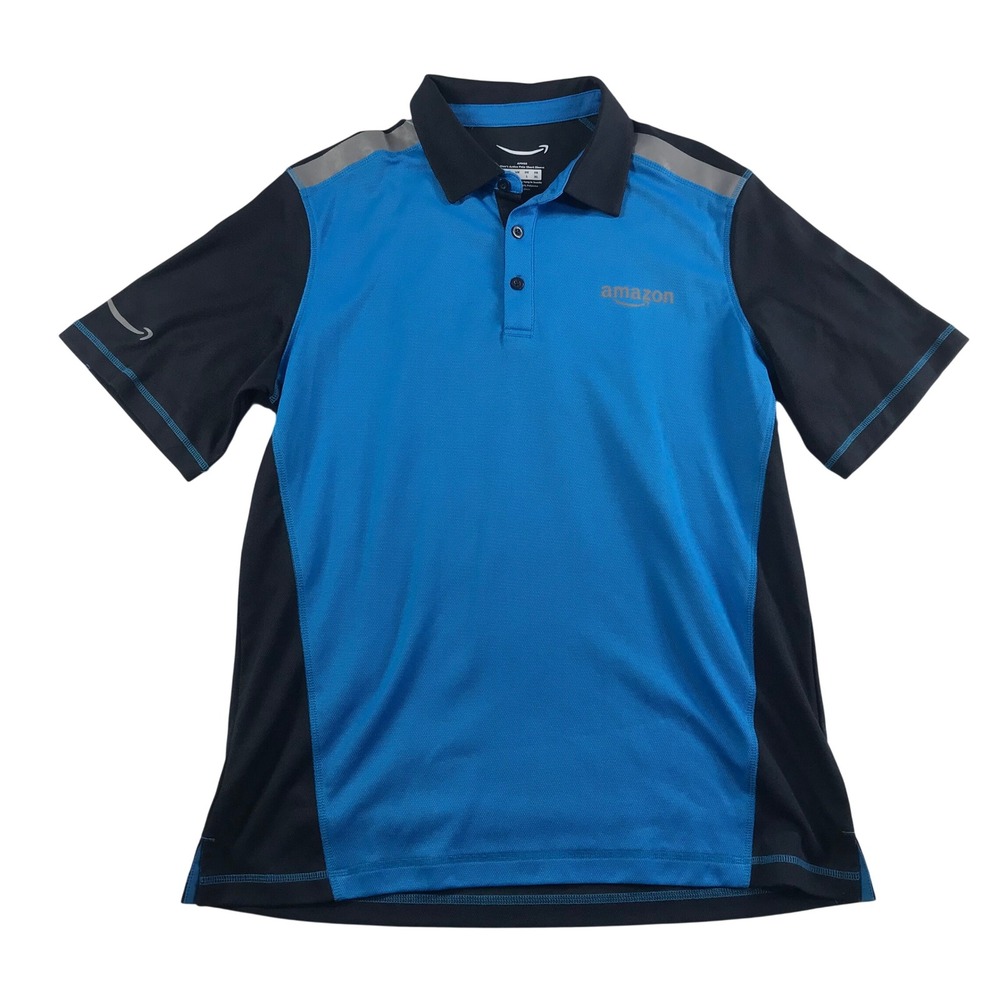 Mens Active Polo Shirt Blue Black Luly Yang Large APMSS